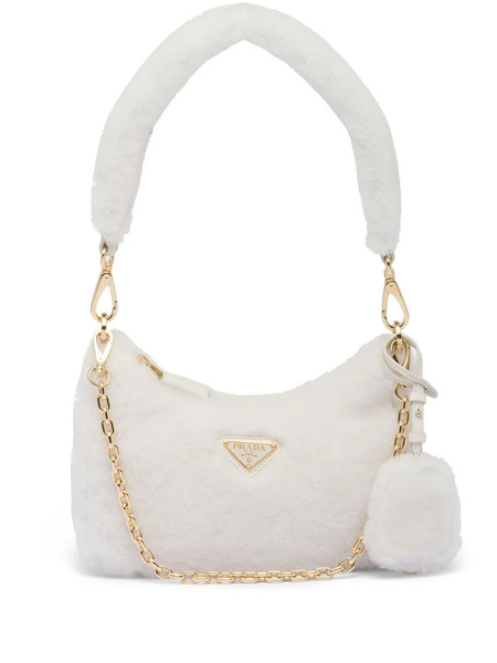  Prada Re-edition Shearling Mini Bag - White 
