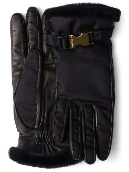  Prada Re-nylon And Shearling Gloves - Black 