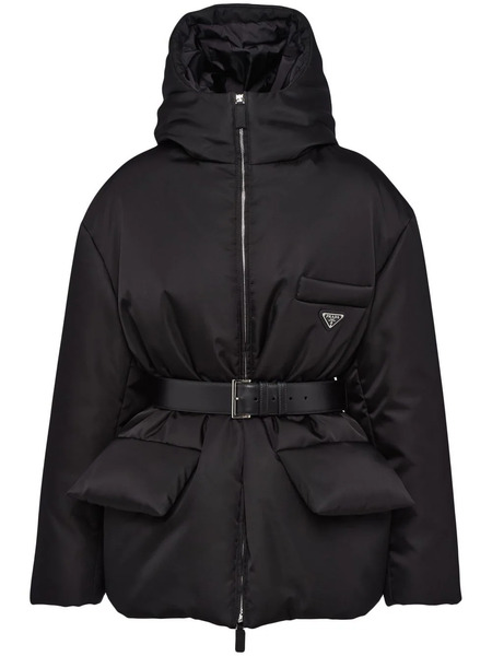  Prada Re-nylon Hooded Down Jacket - Black 