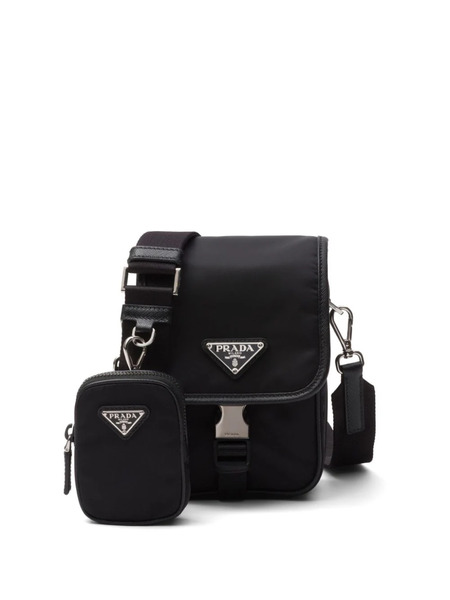  Prada Re-nylon Logo-plaque Messenger Bag - Black 