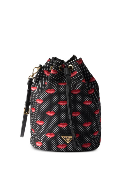  Prada Re-nylon Polka-dot Pouch - Black 