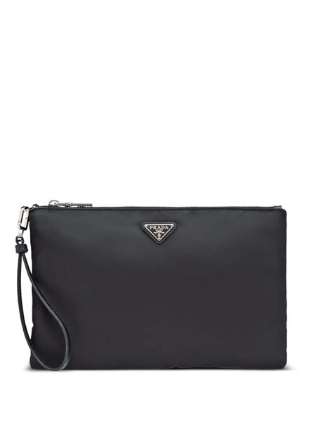  Prada Re-nylon Triangle-logo Clutch Bag - Black 