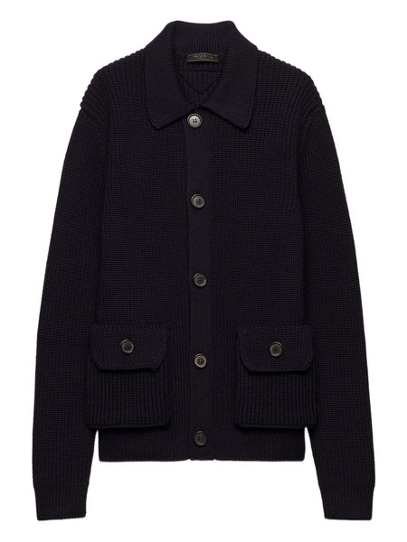  Prada Ribbed Cardigan - Blue 