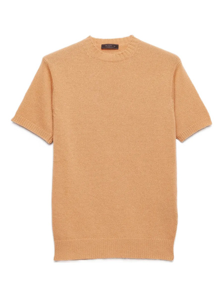  Prada Ribbed-knit Short-sleeve T-shirt - Neutrals 