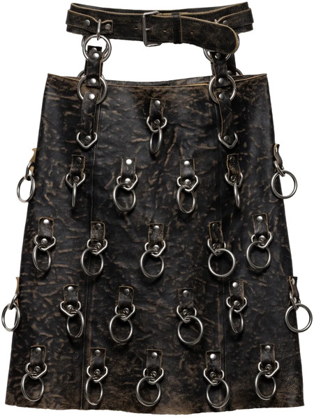  Prada Ring-detail Leather Mini Skirt - Black 
