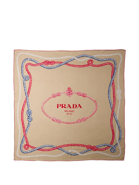  Prada Ropes Print Logo Scarf - Neutrals 