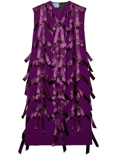  Prada Sablé Bow-embellished Dress - Pink 