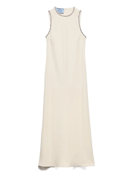  Prada Sablé Crew-neck Midi Dress - Neutrals 
