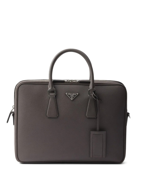  Prada Saffiano Leather Briefcase - Grey 