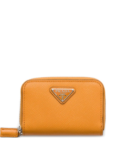  Prada Saffiano Logo Coin Purse - Orange 