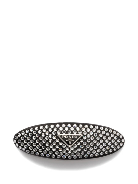 Prada Satin And Crystal Hair Clip - Black 