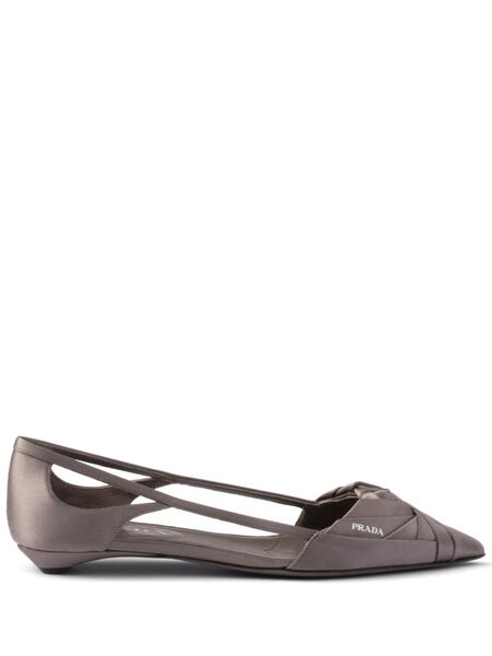  Prada Satin Cut-out Ballerinas - Grey 