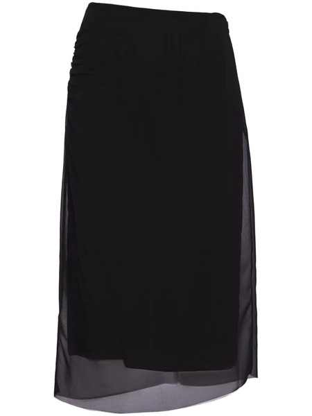  Prada Semi-sheer Midi Pencil Skirt - Black 