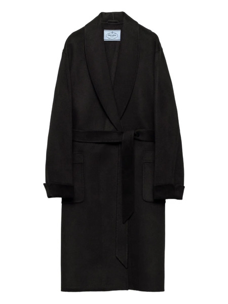  Prada Shawl-lapels Belted Coat - Black 