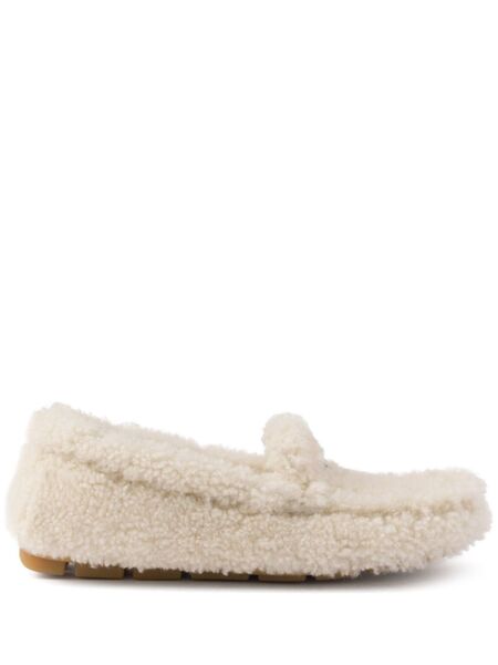  Prada Shearling Driving Shoes - Neutrals 