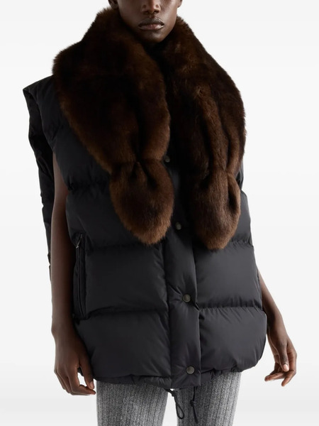  Prada Shearling Triangle-logo Down Gilet - Black 