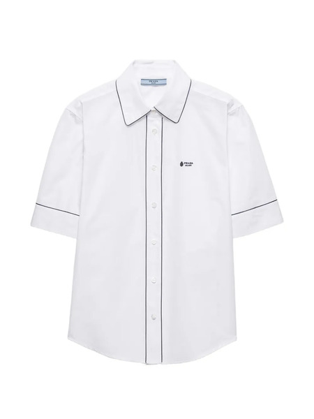  Prada Short-sleeved Poplin Shirt - White 