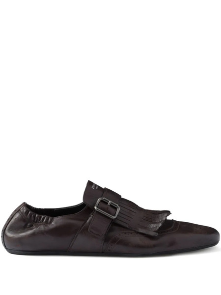  Prada Shuffle Fringed Monk Shoes - Brown 