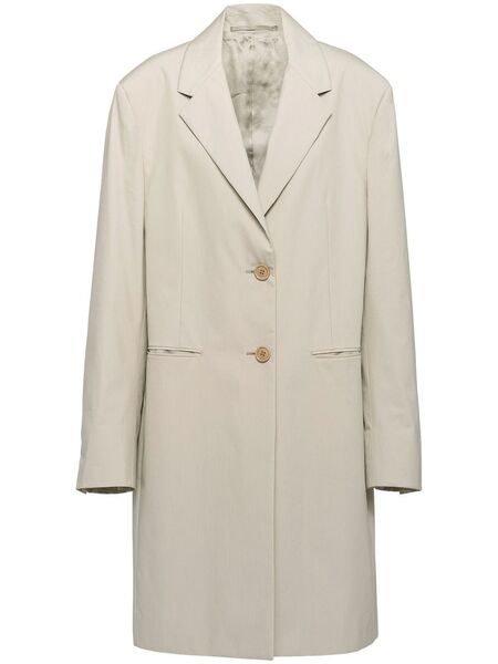  Prada Single-breasted Cotton Coat - Neutrals 