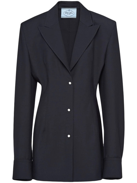  Prada Single-breasted Mohair Shirt Jacket - Blue 