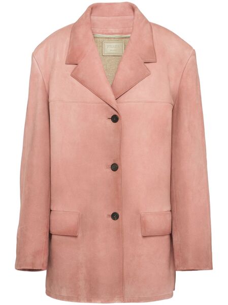 Prada Single-breasted Suede Blazer - Pink 