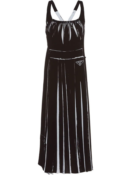  Prada Sleeveless Printed Sablé Dress - Black 