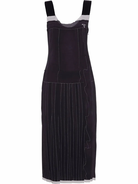  Prada Sleeveless Silk Midi Dress - Black 