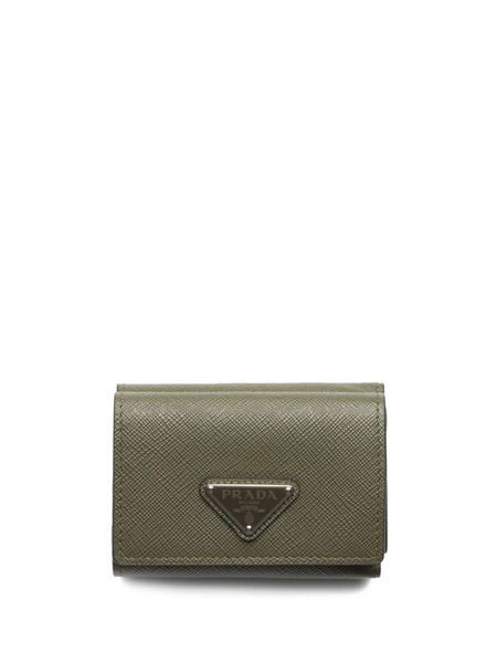  Prada Small Logo-plaque Leather Wallet - Green 