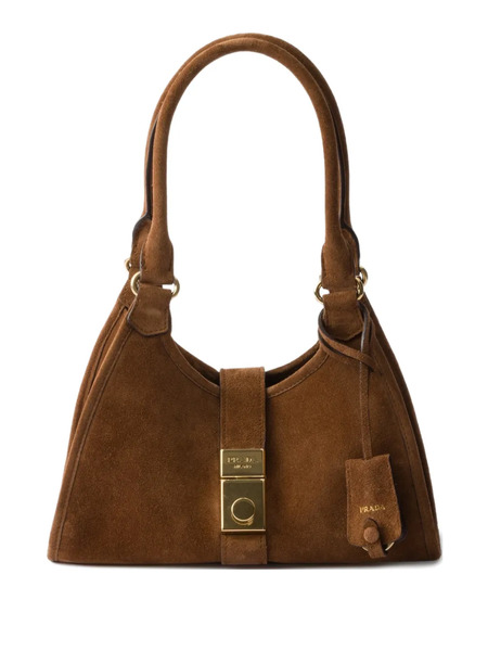  Prada Small Suede Tote Bag - Brown 
