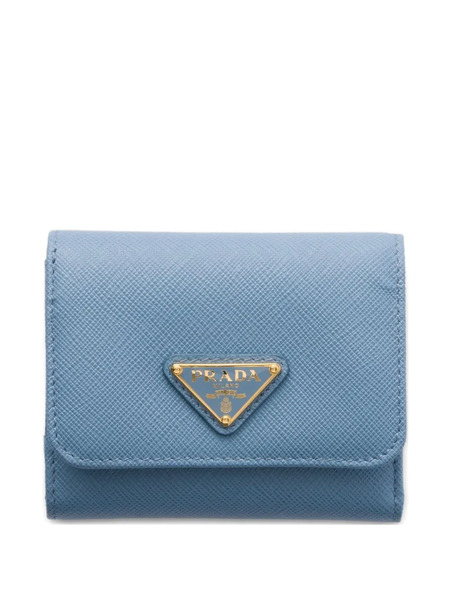  Prada Small Triangle-logo Leather Wallet - Blue 