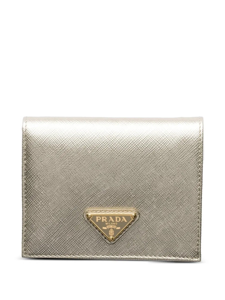  Prada Small Triangle-logo Leather Wallet - Gold 