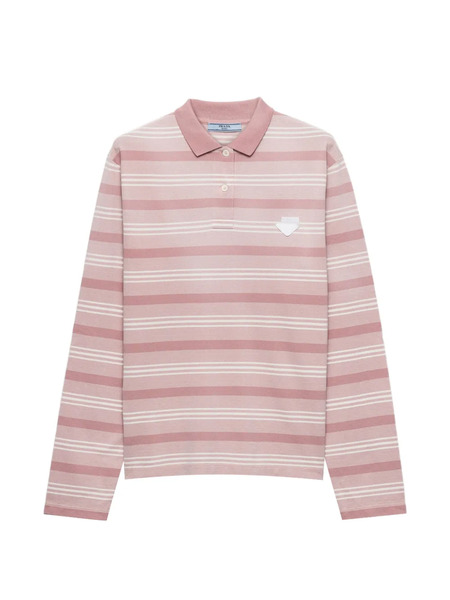  Prada Striped Knit Polo Shirt - Pink 
