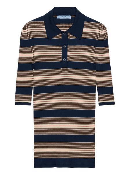  Prada Striped-pattern Polo Shirt - Blue 