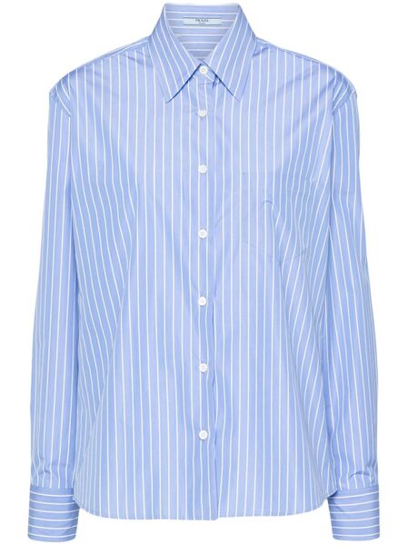  Prada Striped Poplin Shirt - F0013 Light Blue 