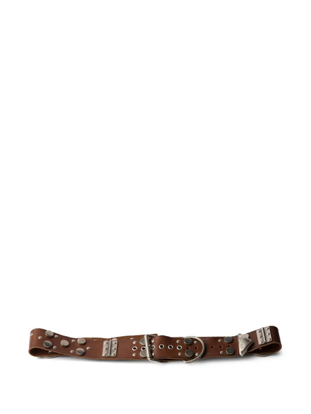 Prada Studded Leather Belt - Brown 