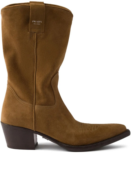  Prada Suede Cowboy Boots - Brown 