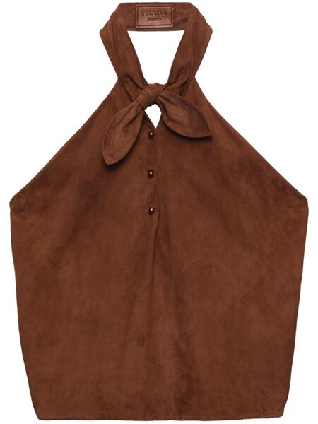  Prada Suede Halter Top - Brown 