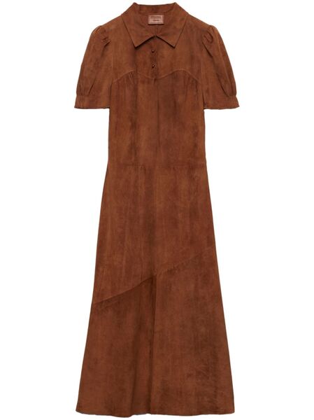  Prada Suede Midi Dress - Brown 