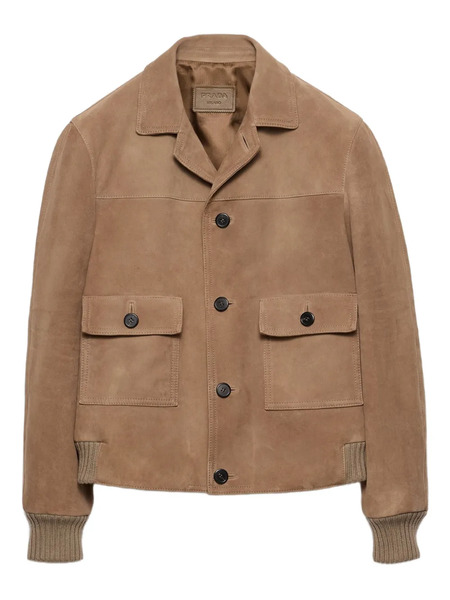  Prada Suede Patch-pocket Jacket - Neutrals 