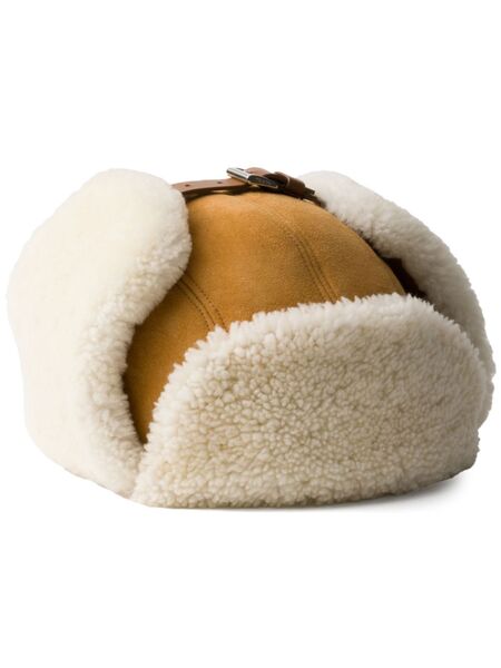  Prada Suede Shearling Trapper Hat - Brown 