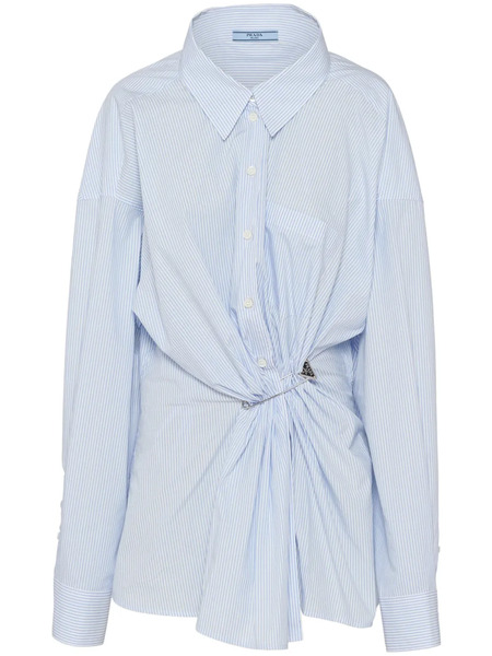  Prada Tie-detail Poplin Shirt - Blue 