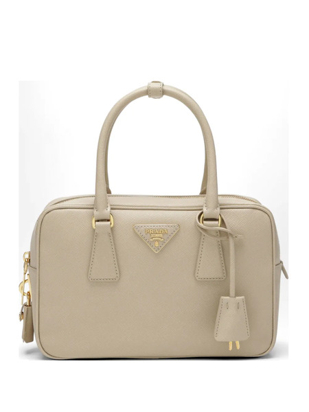  Prada Top-handle Logo Clutch Bag - Neutrals 