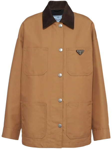  Prada Triangle-logo Canvas Blouson Jacket - Brown 