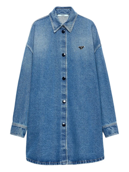  Prada Triangle-logo Denim Shirt - Blue 