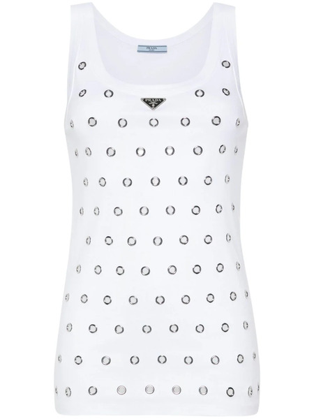  Prada Triangle-logo Eyelets Tank Top - White 