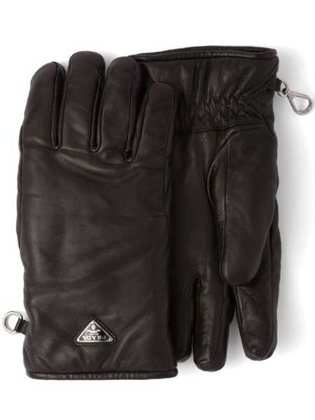  Prada Triangle-logo Leather Gloves - Black 
