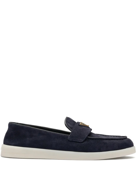  Prada Triangle-logo Leather Loafers - Blue 