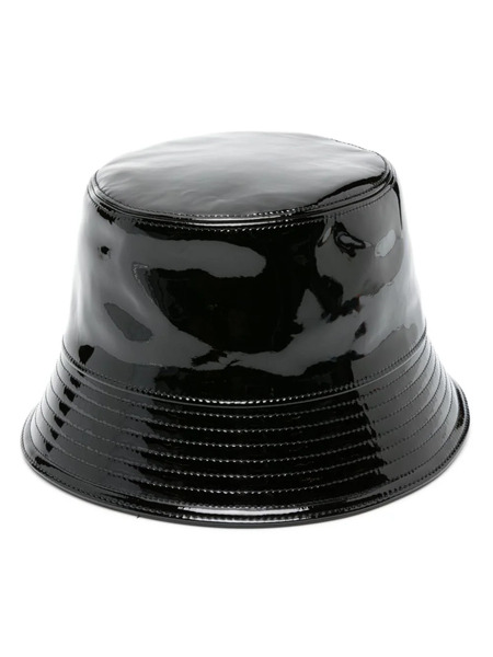  Prada Triangle-logo Patent-leather Bucket Hat - Black 