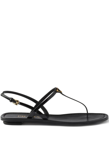  Prada Triangle-logo Patent-leather Sandals - Black 