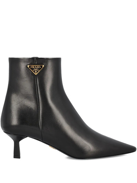  Prada Triangle-logo Pointed-toe Boots - Black 